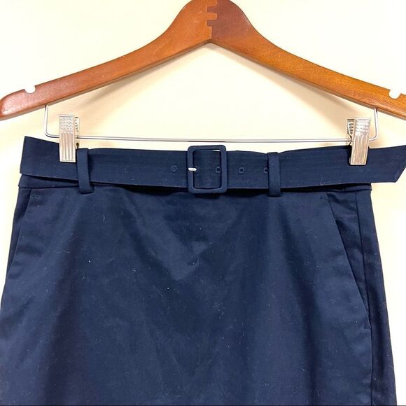 - J. CREW Sateen Belted Pencil Skirt Navy Size 4 - Picture 5 of 7